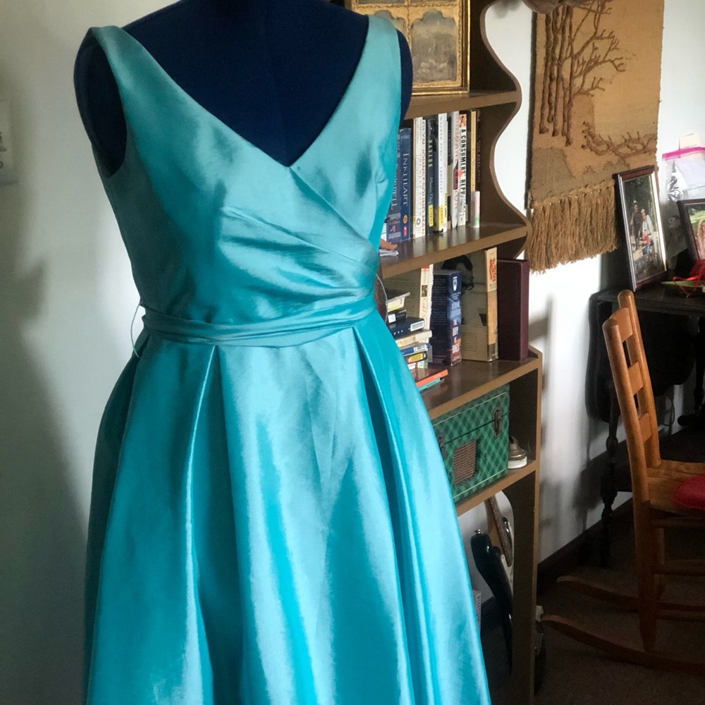 Vintage Taffeta, Tiffany Blue, Cocktail dress with sash